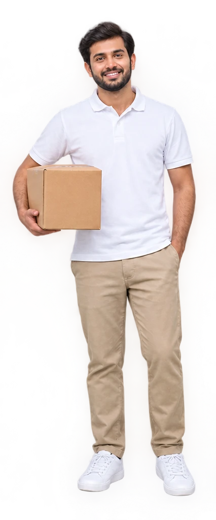 Courier carrying a parcel